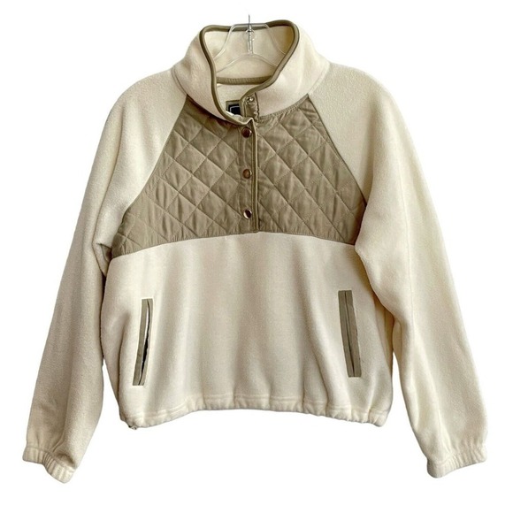 Kyodan Outdoor Quilted Fleece Pullover Medium Cream Pockets Adjustable W… - Picture 1 of 7